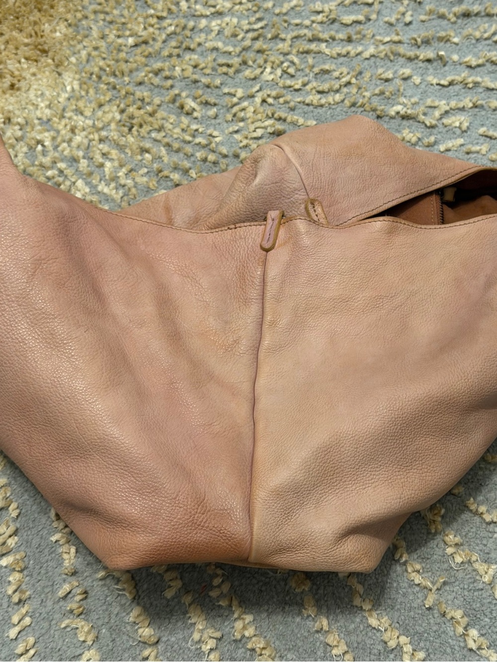 Free People Tivoli Leather Tote Bag Tan NWOT Pebbled Leather Slouchy Tote - Picture 13 of 16